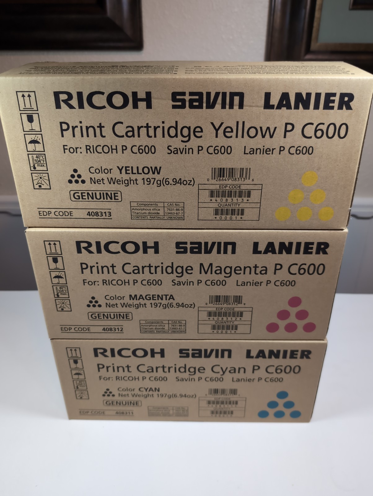 Genuine Ricoh P C600 Toner Cartridges Magenta, Yellow & Cyan 
