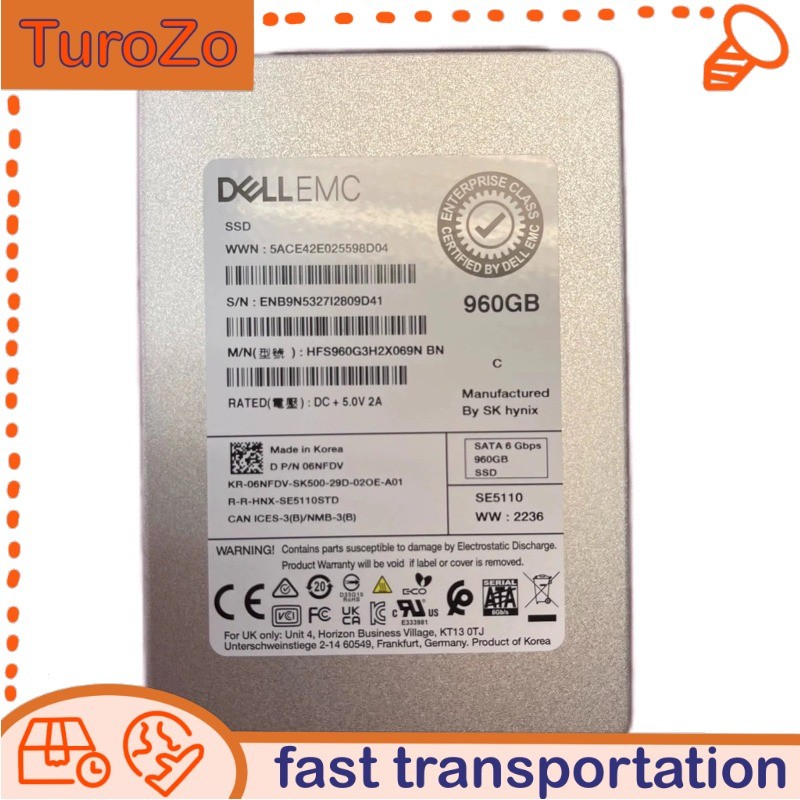 6NFDV HFS960G3H2X069N DELL EMC 960GB SATA 2.5" 6Gbps SSD Gen14 15 16 Tray New