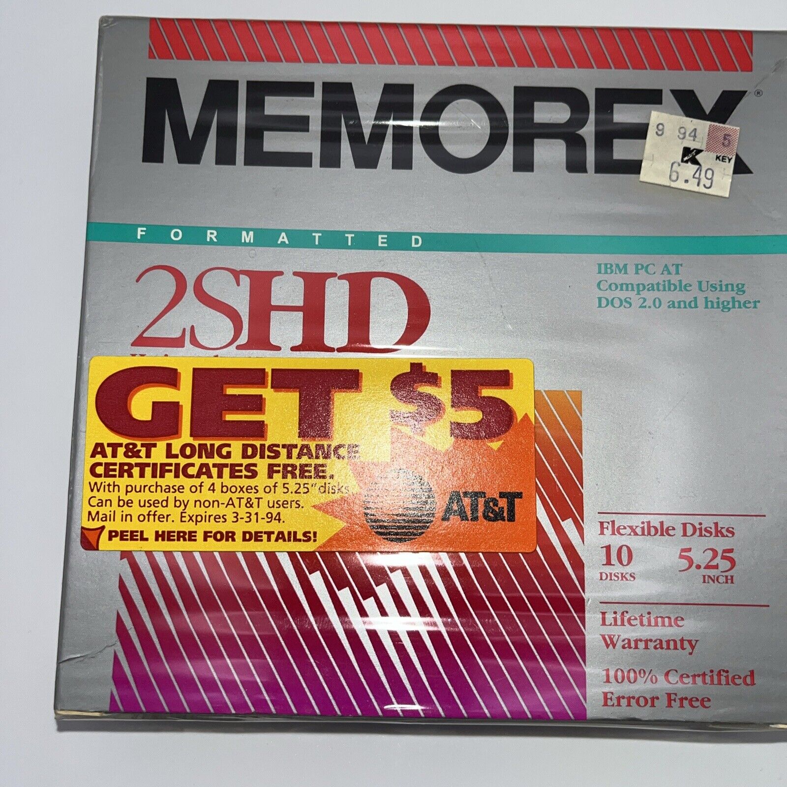 Memorex 2SHD Flexible Disks 10Pk 5.25” Disc NEW NOS Floppy Disk Sealed 5663