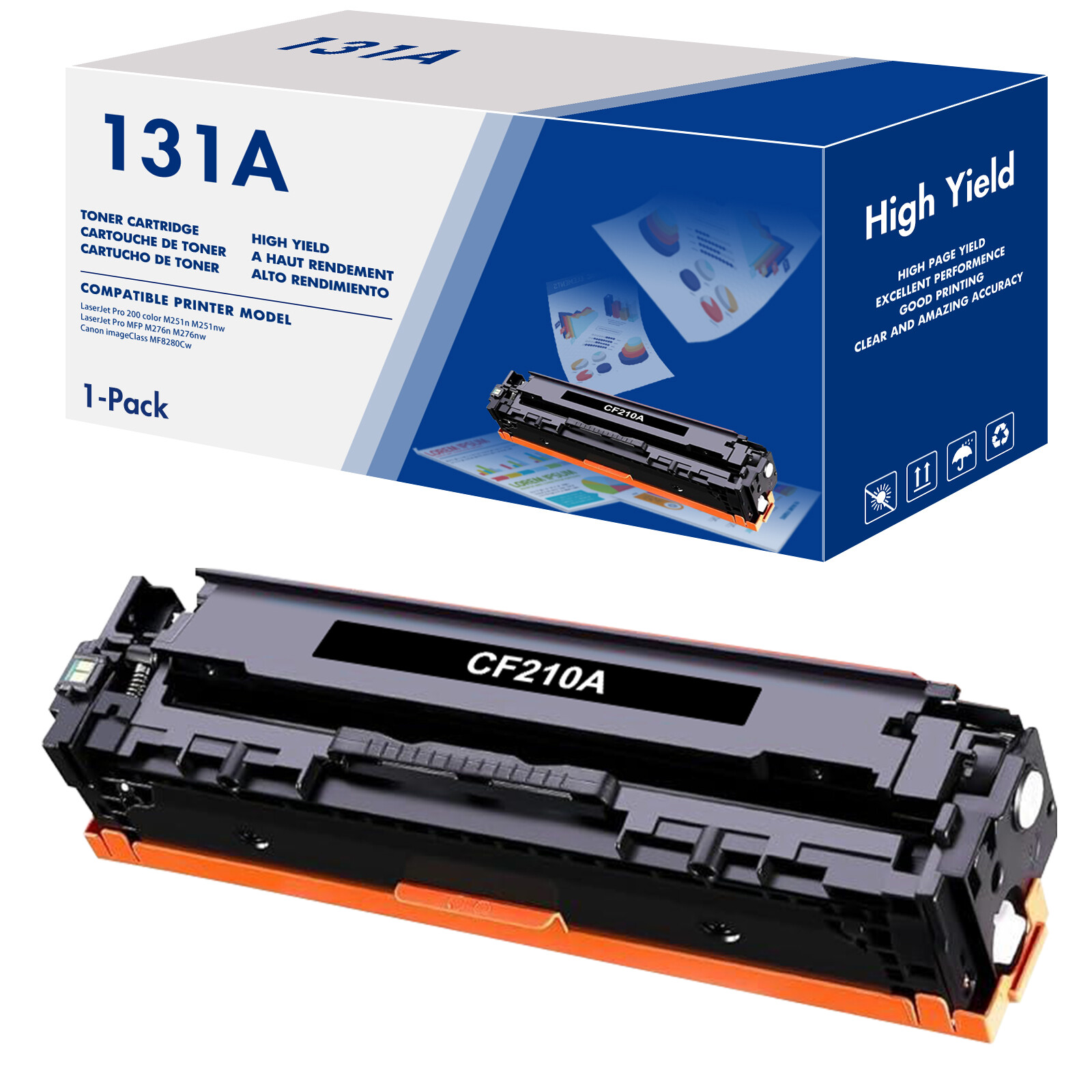 2Pack CF210A 131A Toner Compatible With HP LaserJet Pro 200 color M276n M276nw