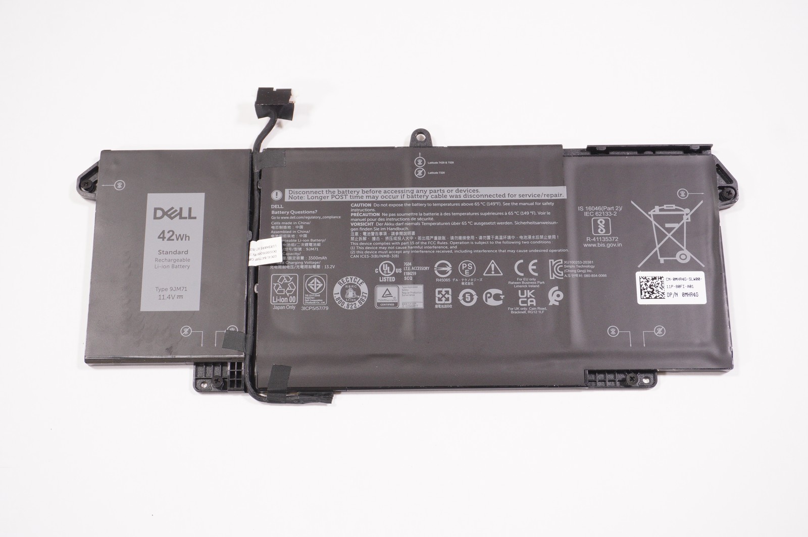 Compatible with 0MHR4G Dell 42WH 3500Mah 11.4V LI-ION BATTERY LATITUDE-7000-7...