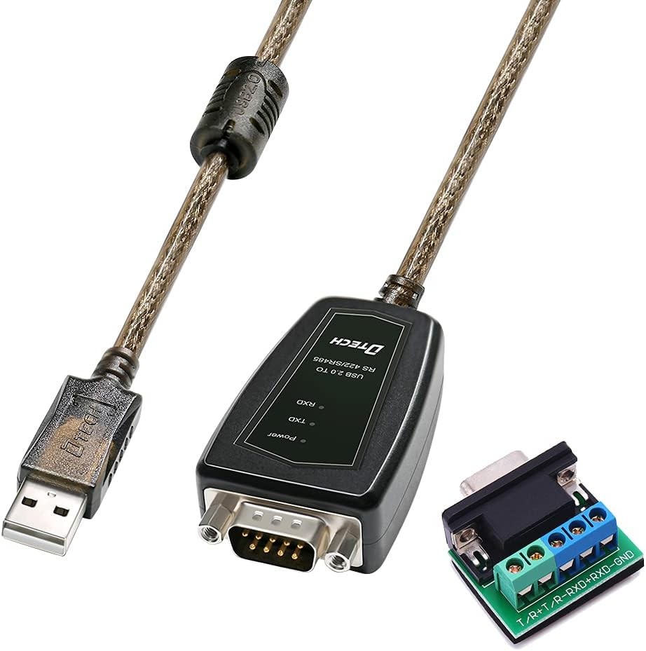 DTECH USB 2.0 to RS422 RS485 Serial Port Converter Adapter Cable 1.5ft, Black