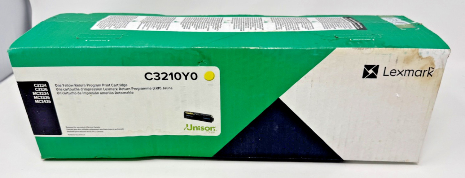 Genuine Lexmark C3210Y0 Yellow Toner Cartridge - Wet (SEE DESCRIPTION)
