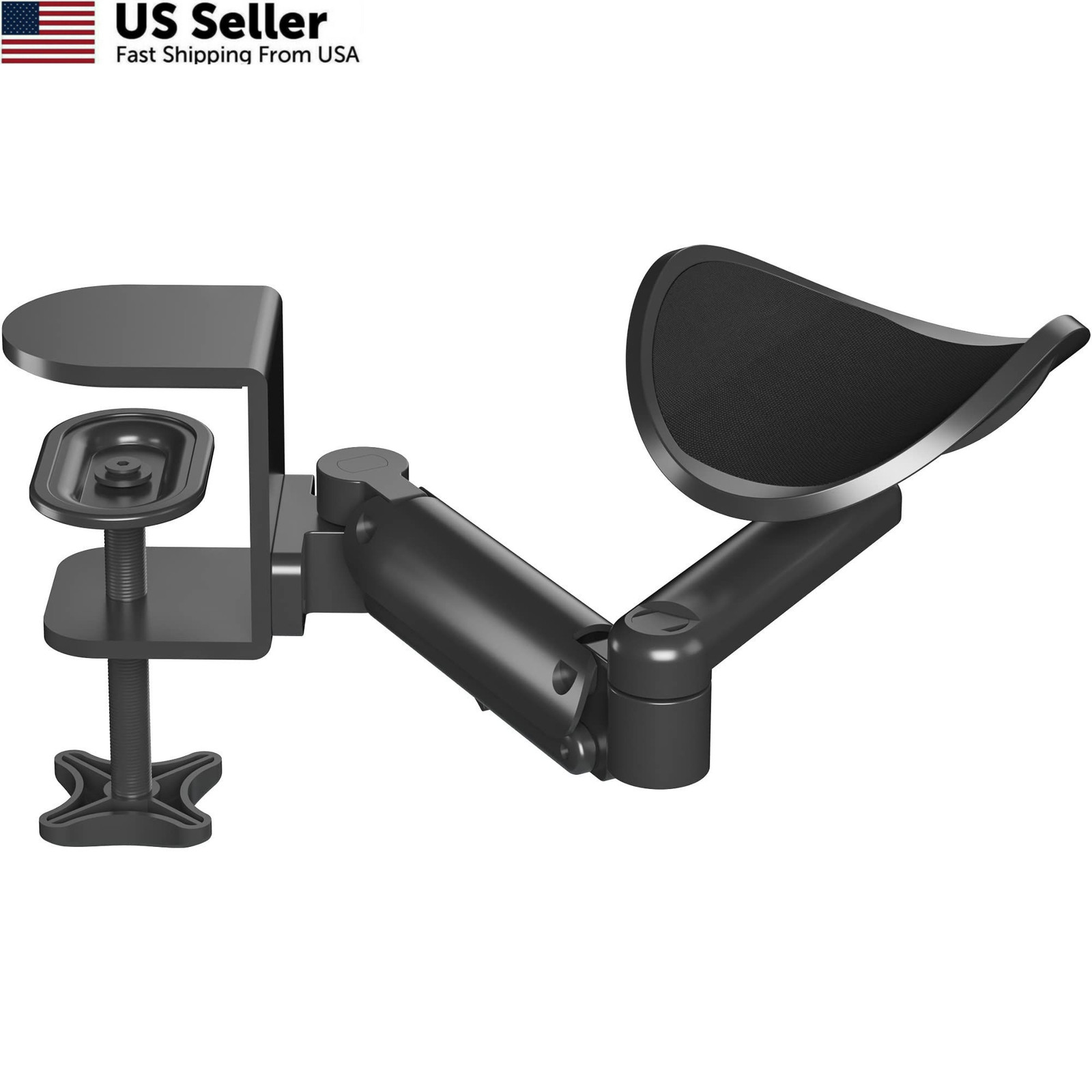 BONTEC Adjustable Arm Rest for Desk, Ergonomic Elbow Pad, Medium, Black