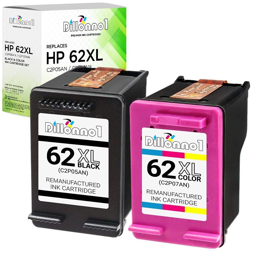 2PK for HP 62XL (C2P05AN) Black 62XL (C2P07AN) Color Ink HP ENVY 5660 7640 7645