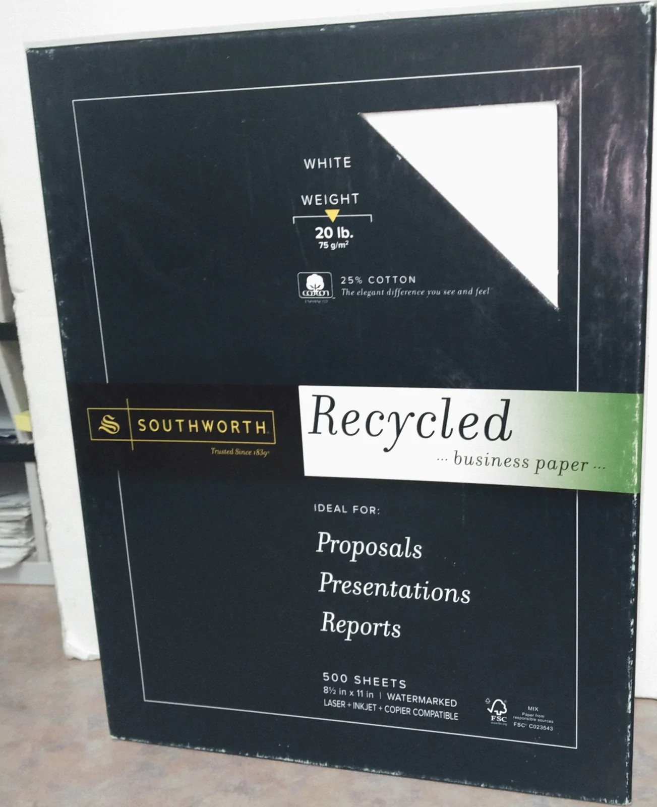 Southworth  20 lb Recycled 8.5" x 11" Business Paper 50 Sheets White   603C