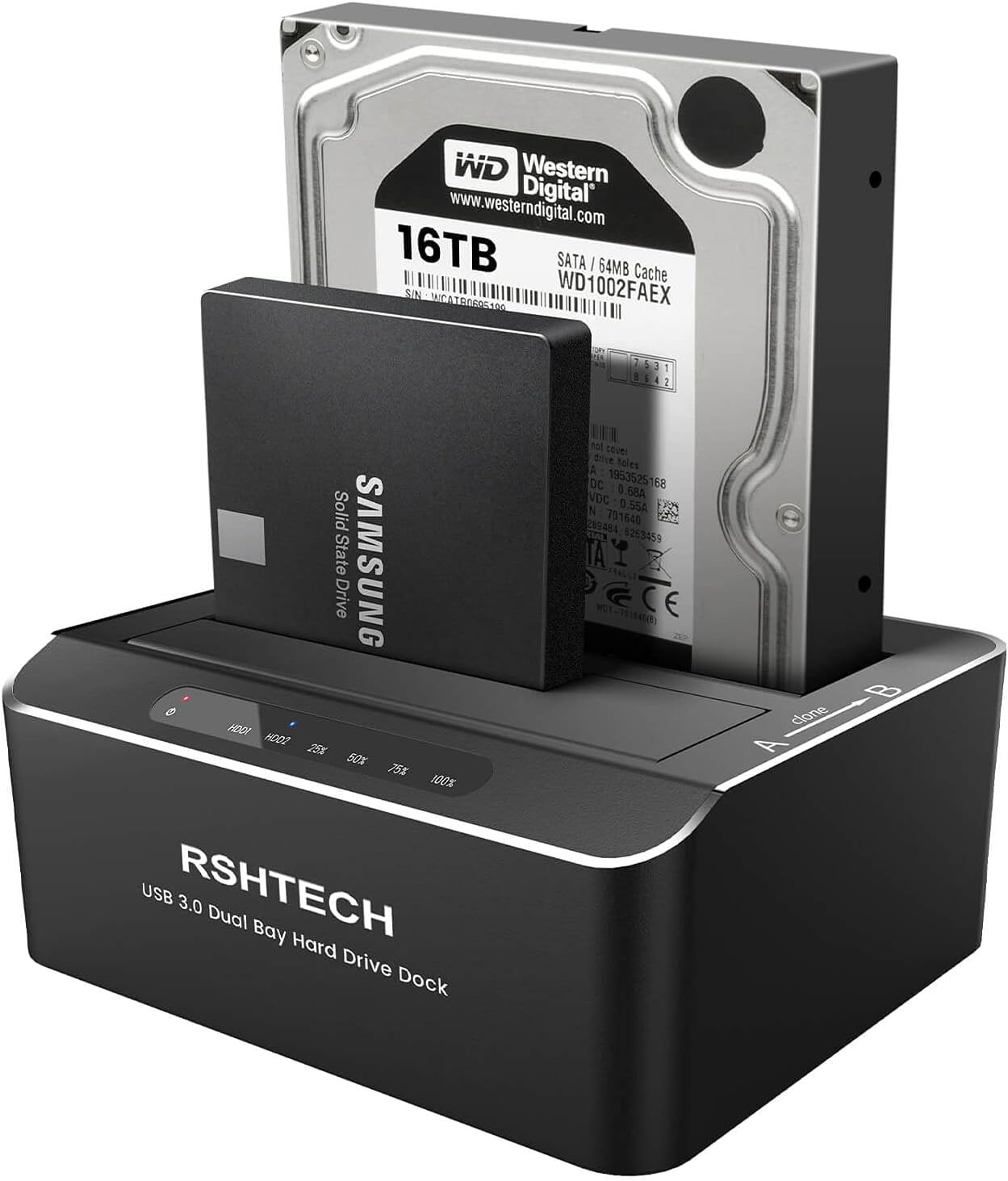RSHTECH Aluminum Dual Bay USB 3.0 SATA Hard Drive Docking Station