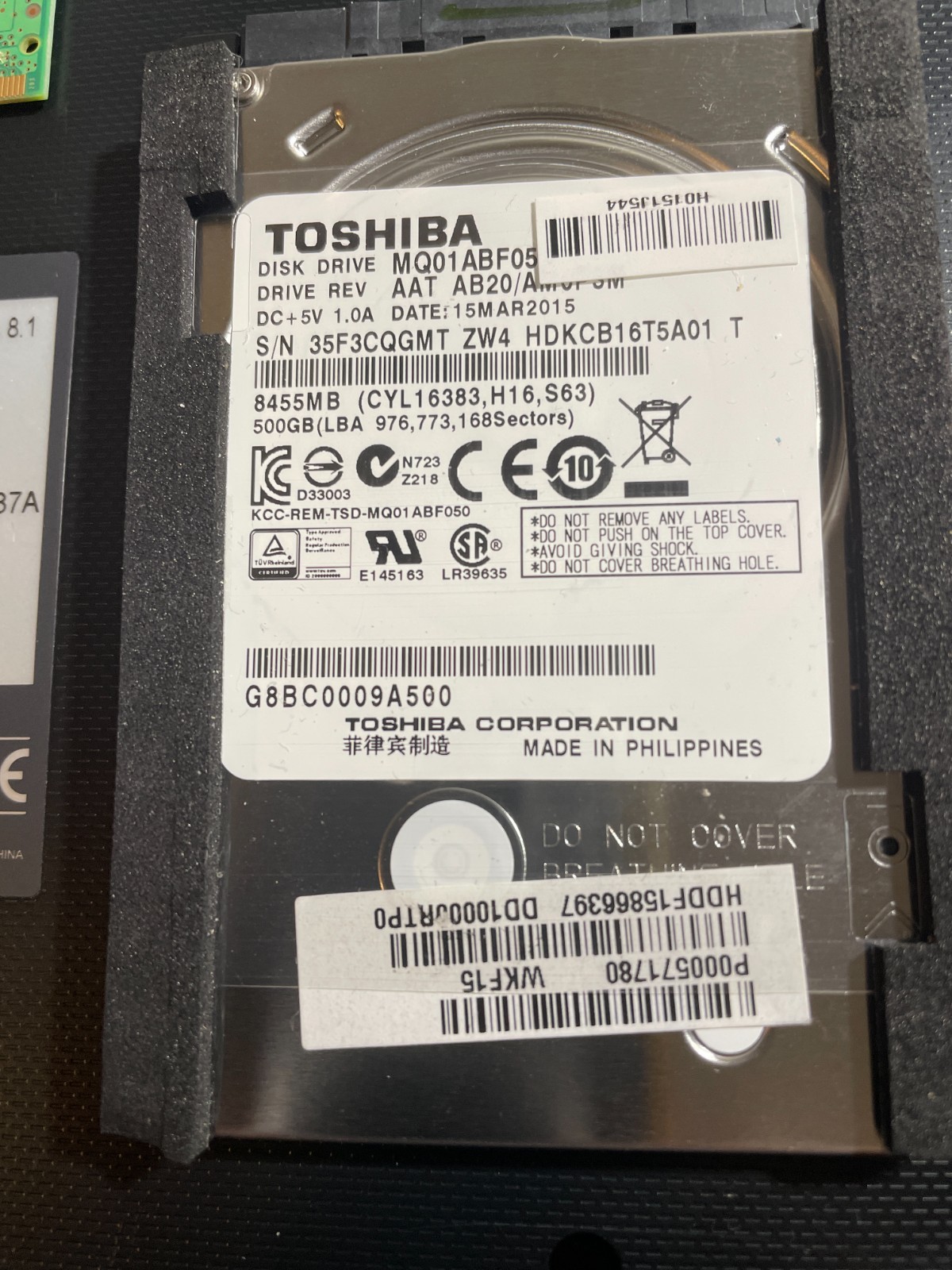 Toshiba MQ01ABF050 - 500GB SATA 2.5" Thin Laptop Hard Disk Drive HDD