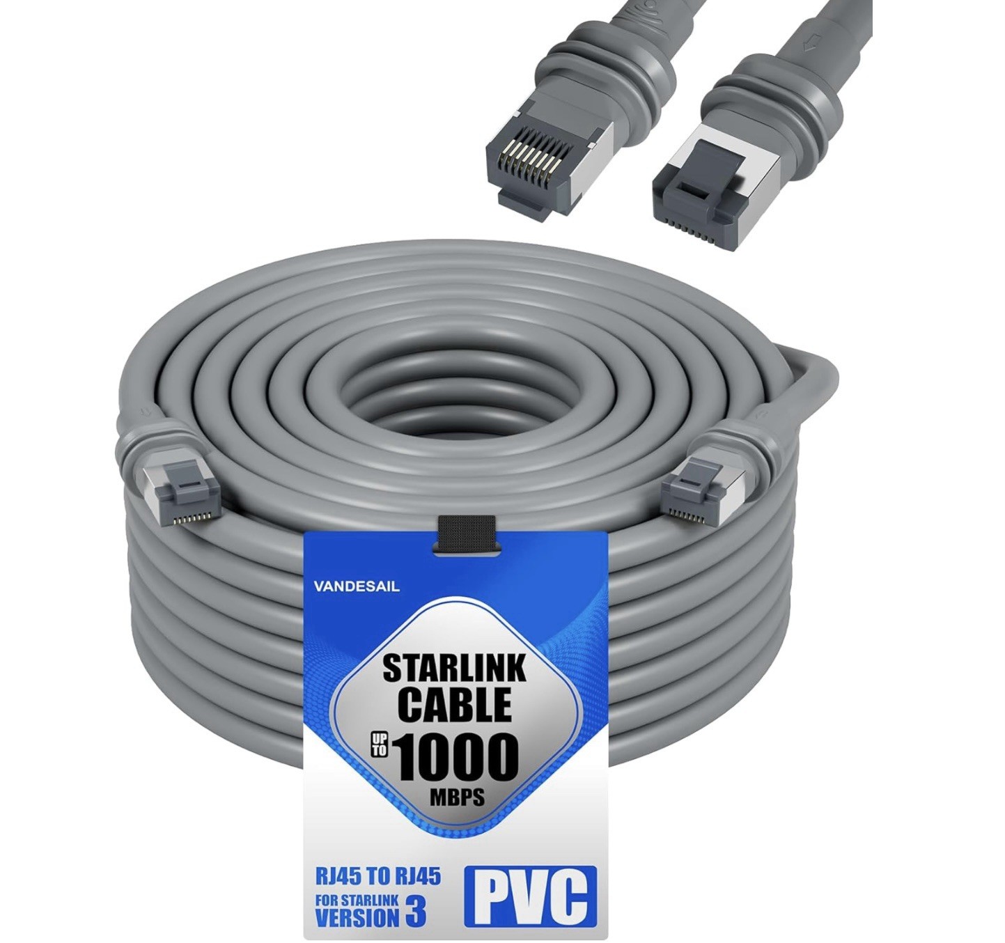 75ft Starlink Gen 3 Cable - High-Speed Weatherproof Standard G3 Grey
