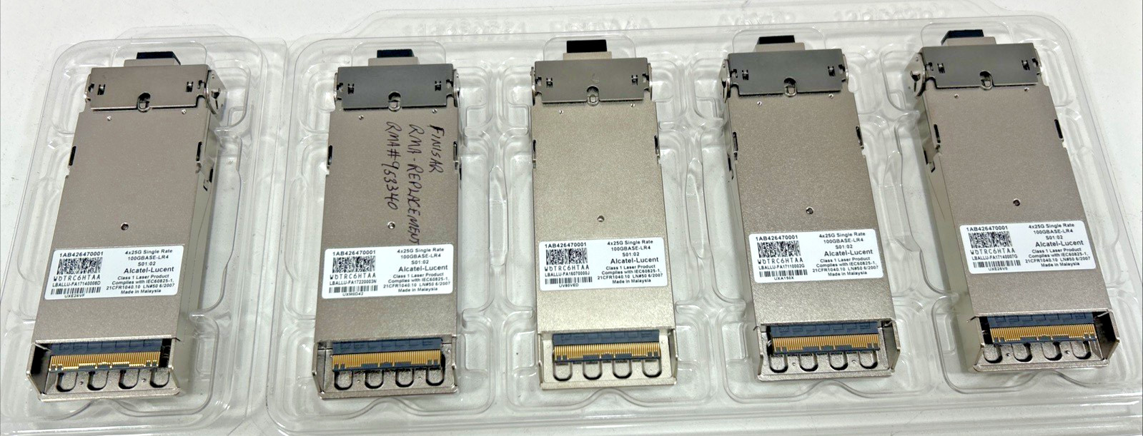 Lot of (5) Nokia 1AB426470001 CFP2 4x25G Single Rate WOTRC6HTAA  100GBASE-LR4