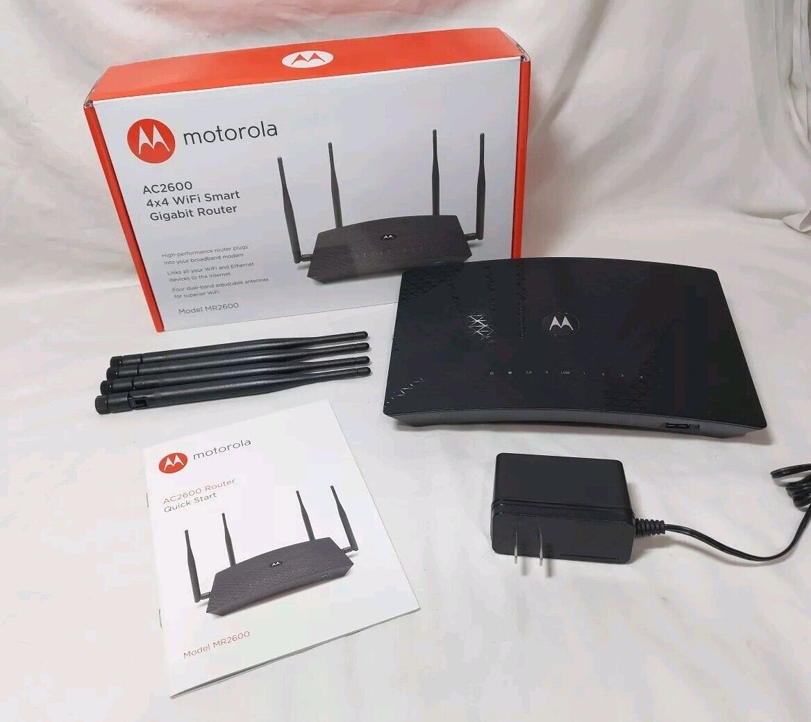 MOTOROLA AC2600 4x4 WiFi Smart Gigabit Router Extended Range MR2600 