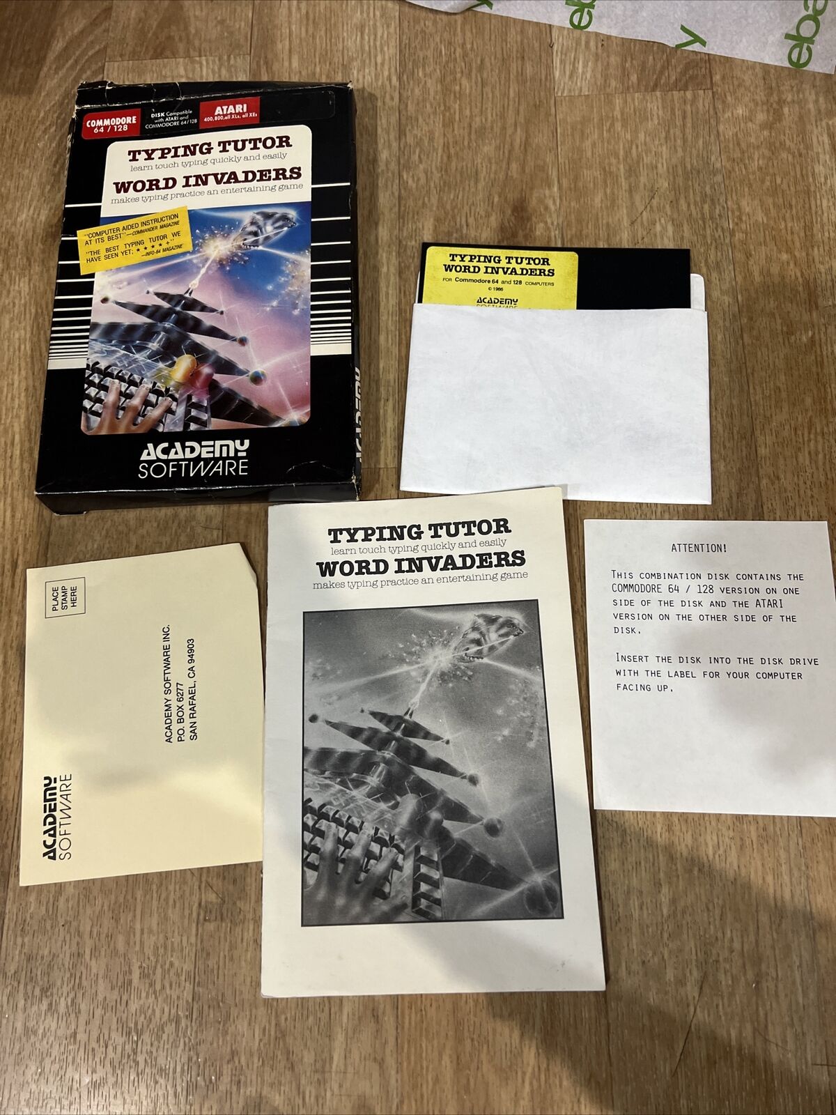 TYPING TUTOR WORD INVADERS - ( COMMODORE 64/128 ) - ( ATARI ) Complete In Box