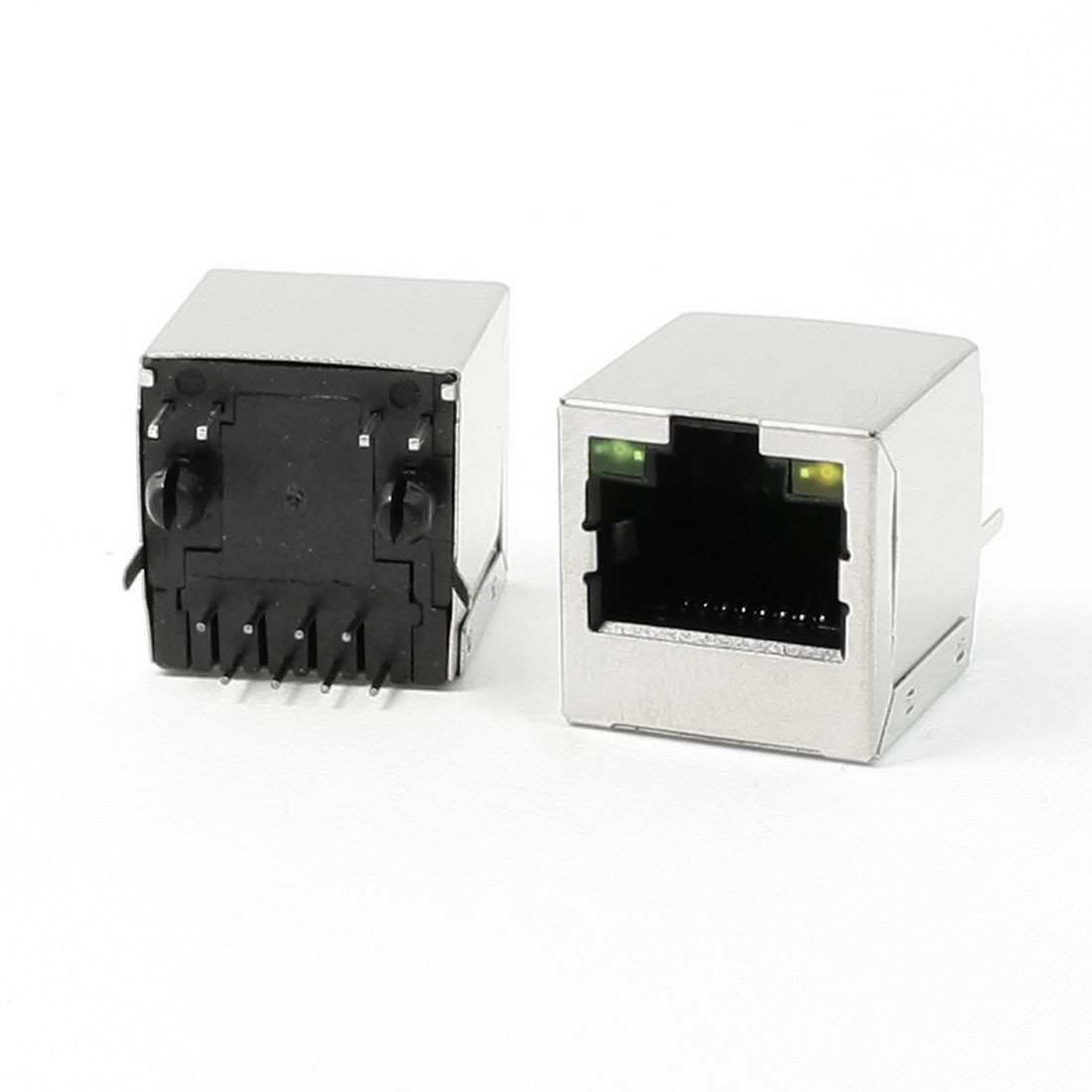 5Pcs RJ45 8P8C PCB Jacks 2 LED Vertical Mount Connectors Ethernet Sockets