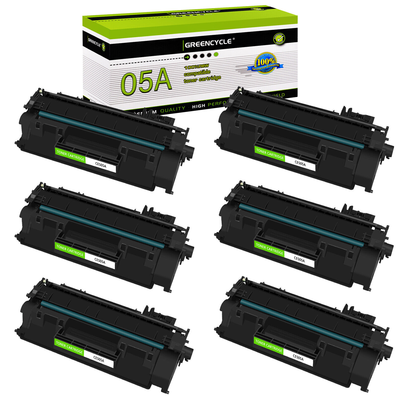 6PK CREENCYCLE CE505A 05A Toner Cartridge For HP LaserJet P2055dn P2030 P2035n