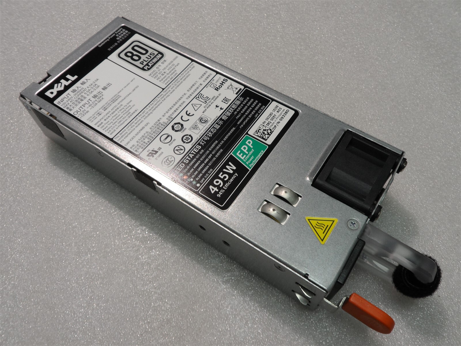 POWER SUPPLY HOTSWAP 495W DELL POWEREDGE SERVER R530 R630 R730 9338D 2FR04