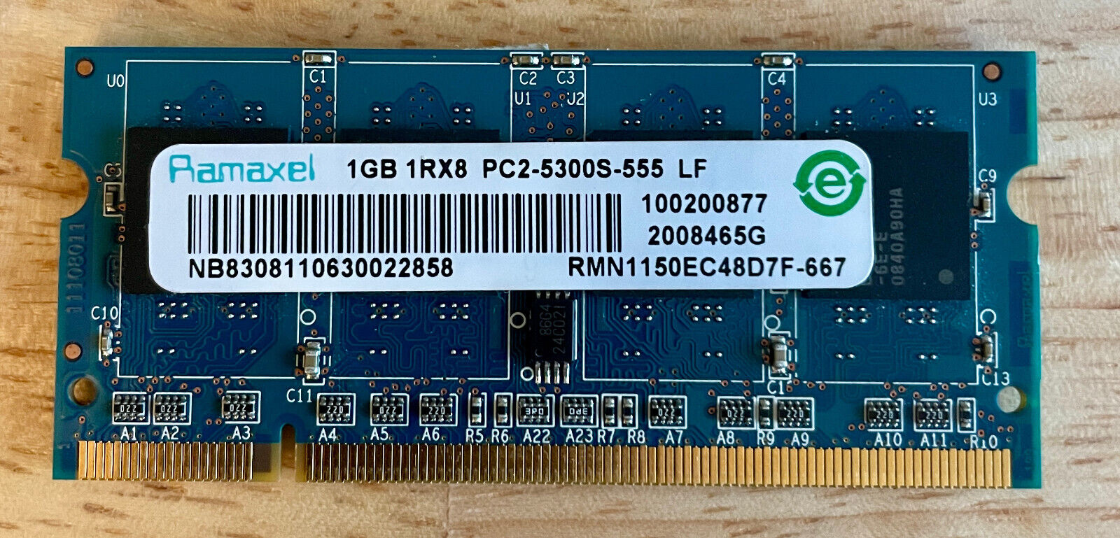 RMN1150EC48D7F-667 GENUINE RAMAXEL LAPTOP MEMORY 1GB PC2-5300S HP 485029-001