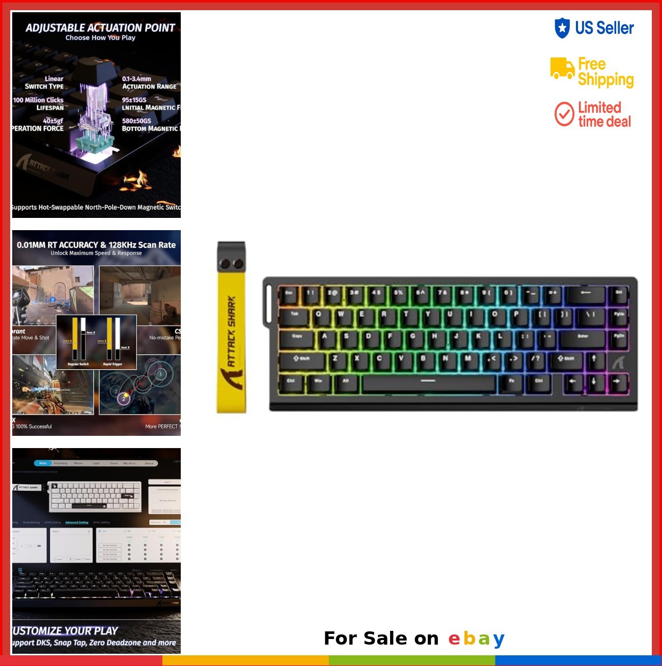 60 Percent Gaming Keyboard Hall Effect Magnetic Switch RGB Hot Swap USB-C Wired