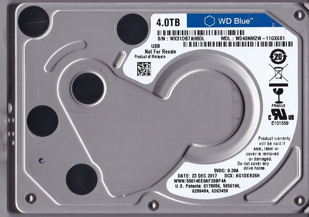 WD40NMZW-11GX6S1 s/n: WX31DB Malaysia DEC /2017 4TB USB 3.0 2.5" WESTERN DIGITAL