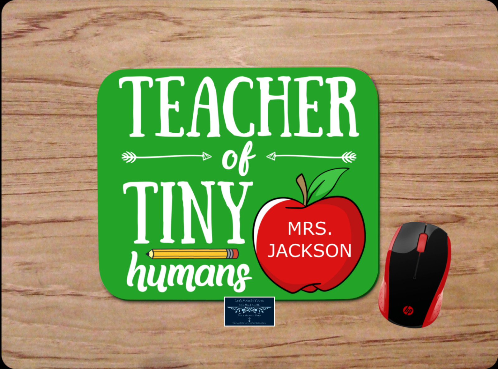 TEACHER OF TINY HUMANS PERSONALIZED NAME CUSTOM MOUSEPAD DESK MAT SCHOOL GIFT
