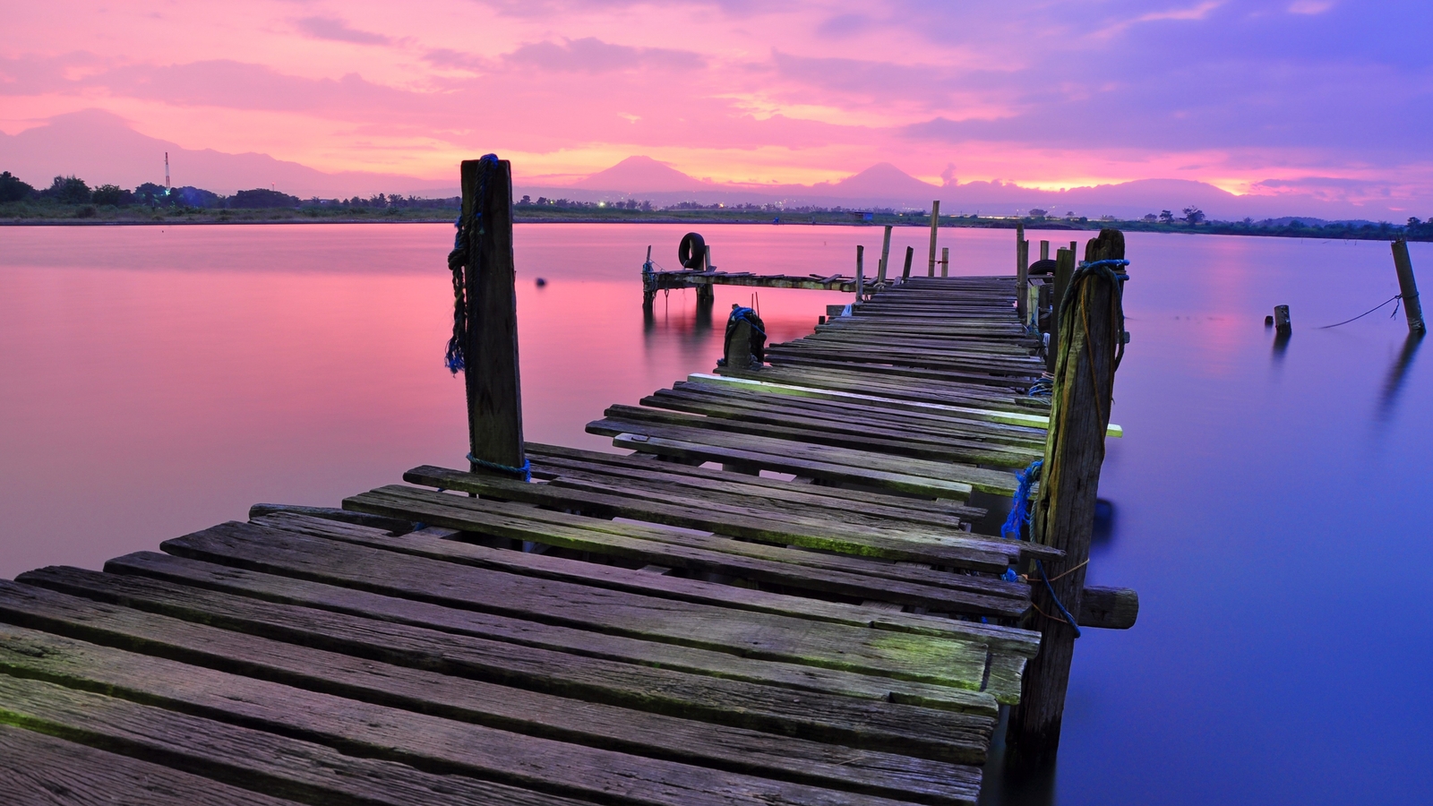 Landscape pier sunset lake purple sky outdoors water Custom Gaming Mat Desk