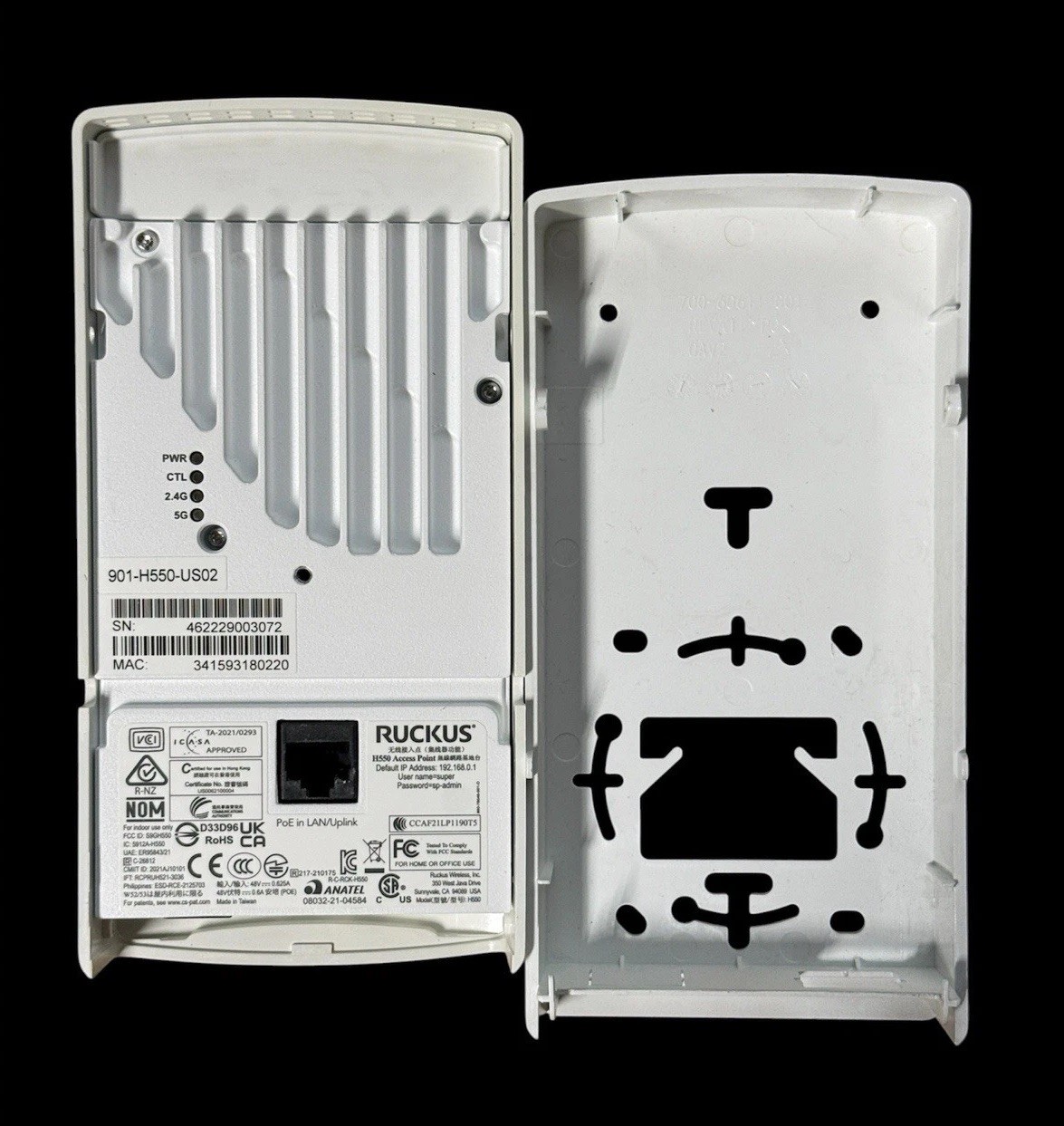 Ruckus H550 WiFi 6 80211ax Indoor Access Point White 901 H550 with rack G2U
