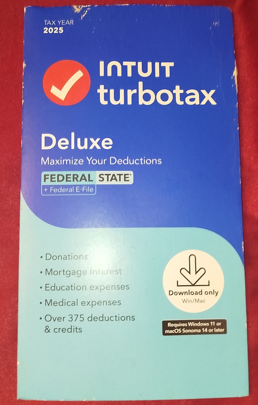 2025 TurboTax  DELUXE Federal & State Code Card NEW Sealed Retail Pack