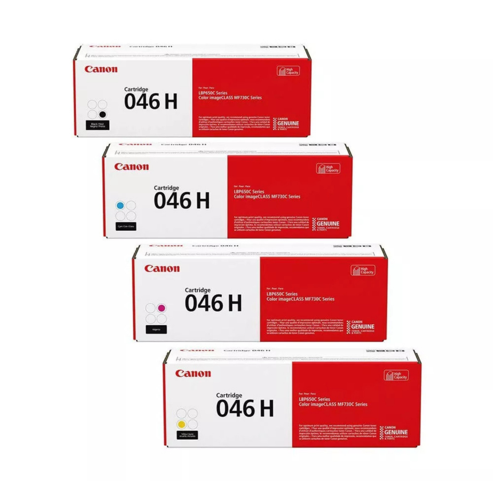 Original Canon 046H Toner Set 4-Pack (High Yield) Black & Color Cartridge CMYK