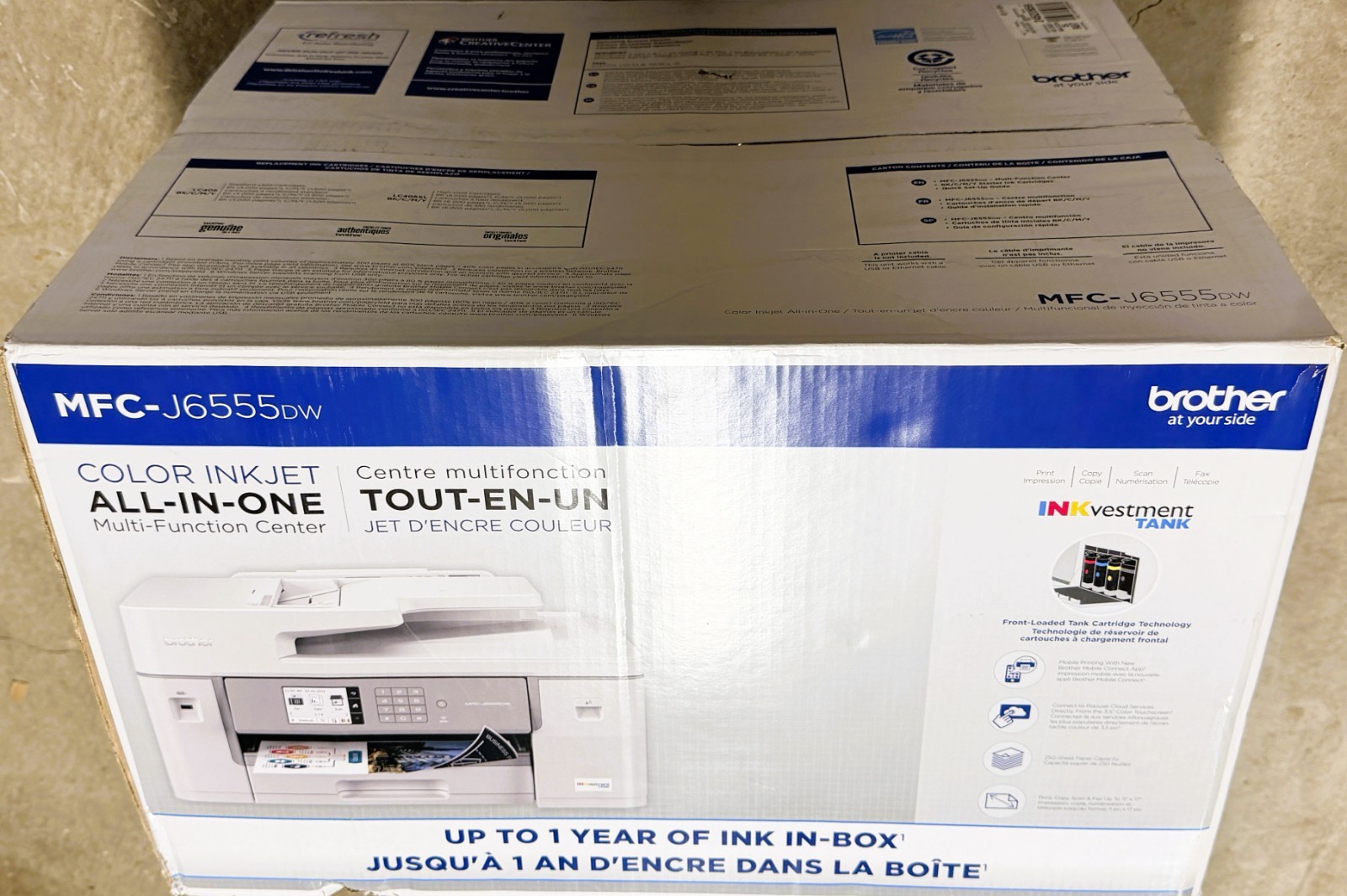Brother MFC-J6555DW INKvestment 1 Year of Ink in-box 11” x 17” Print, Copy,Fax
