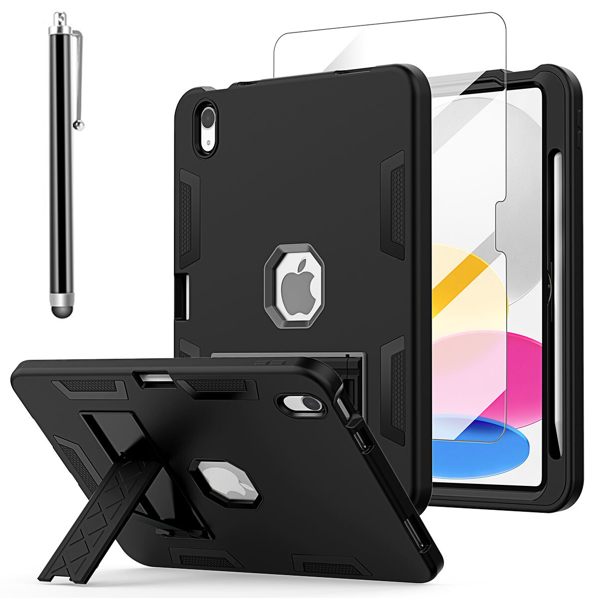 For Apple iPad (A16) Case Shockproof Heavy Duty Stand Cover+Screen Protector