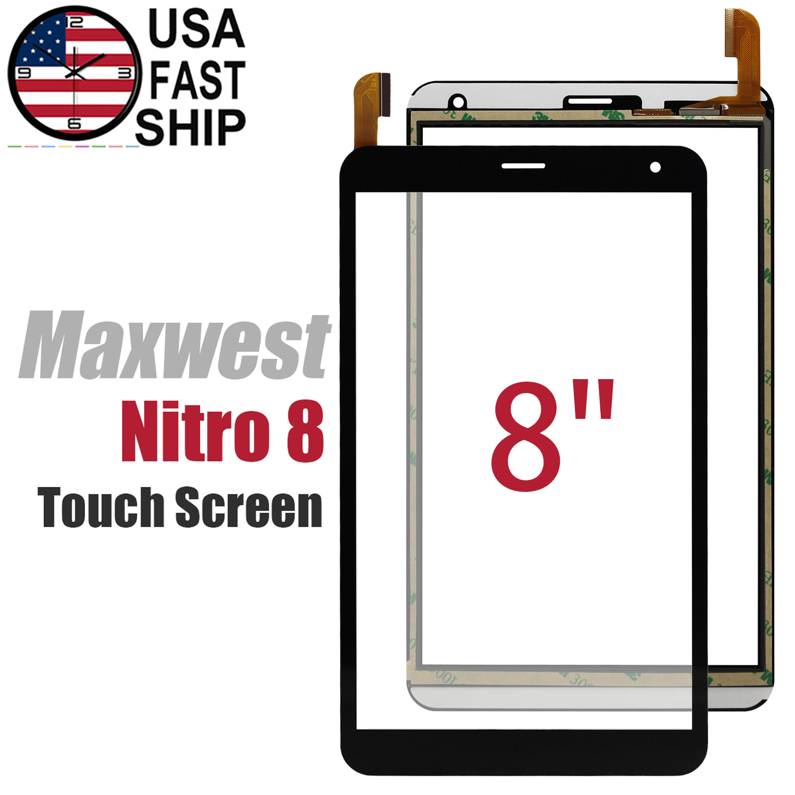 New Digitizer Touch Screen 8 inch Black Display Panel Glass For Maxwest Nitro 8