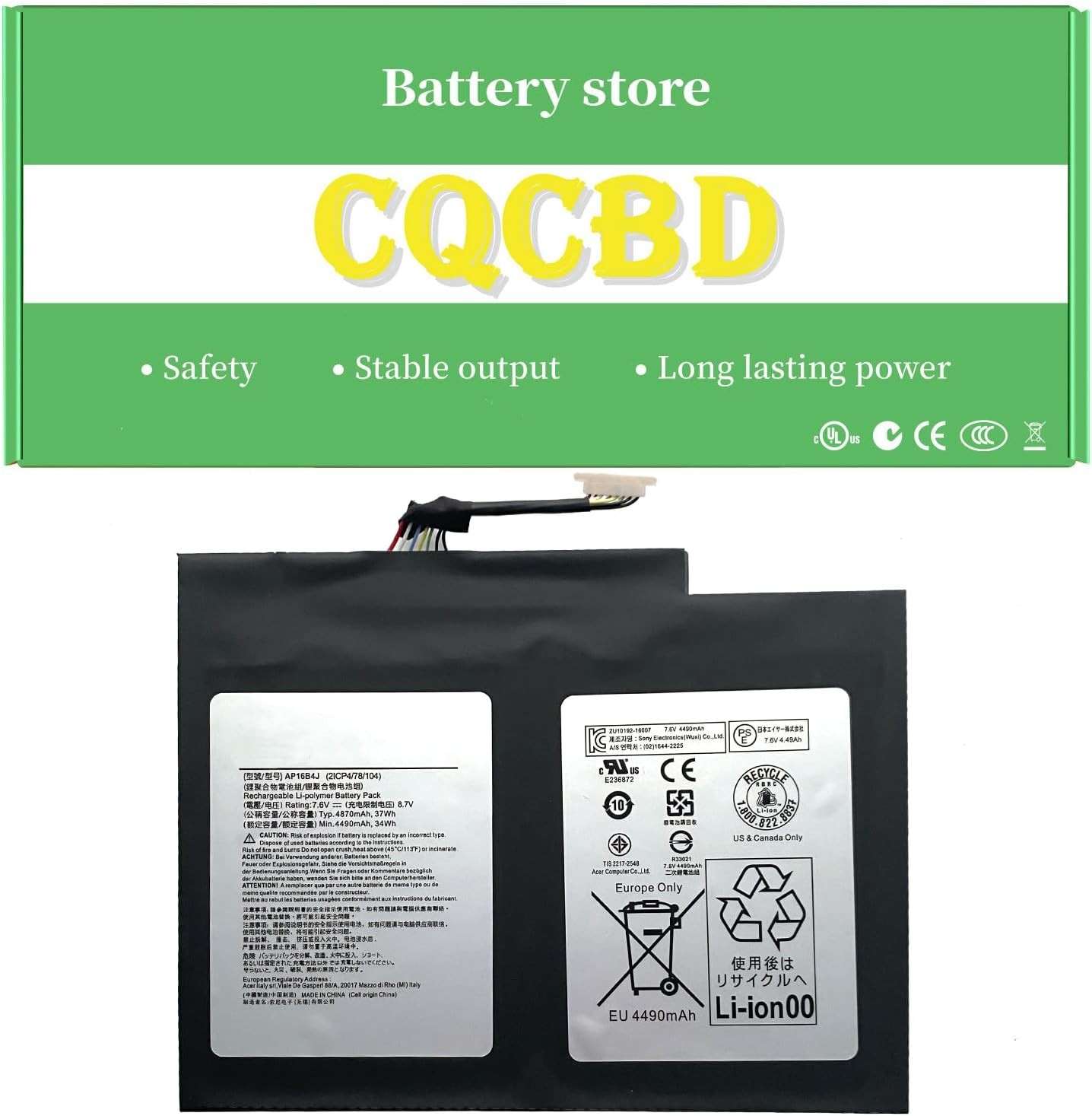 AP16B4J Battery for Acer Alpha 12 SA5 271 SA5 271P SA5 271 300K Switch 5 SW512