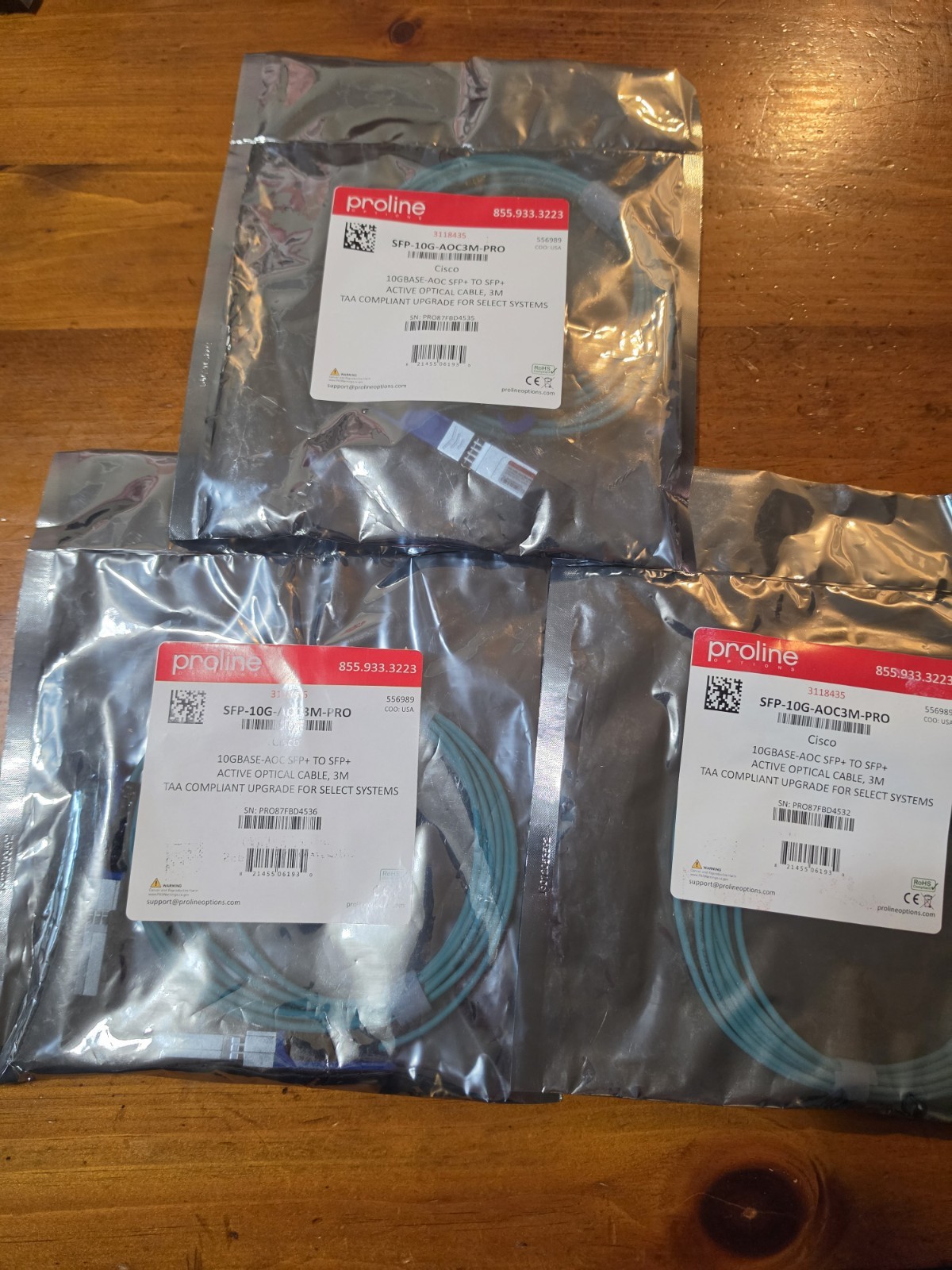 3x Cisco 10GBASE Active Optical SFP+ Cable 3M SFP-10G-AOC3M-PRO LOT