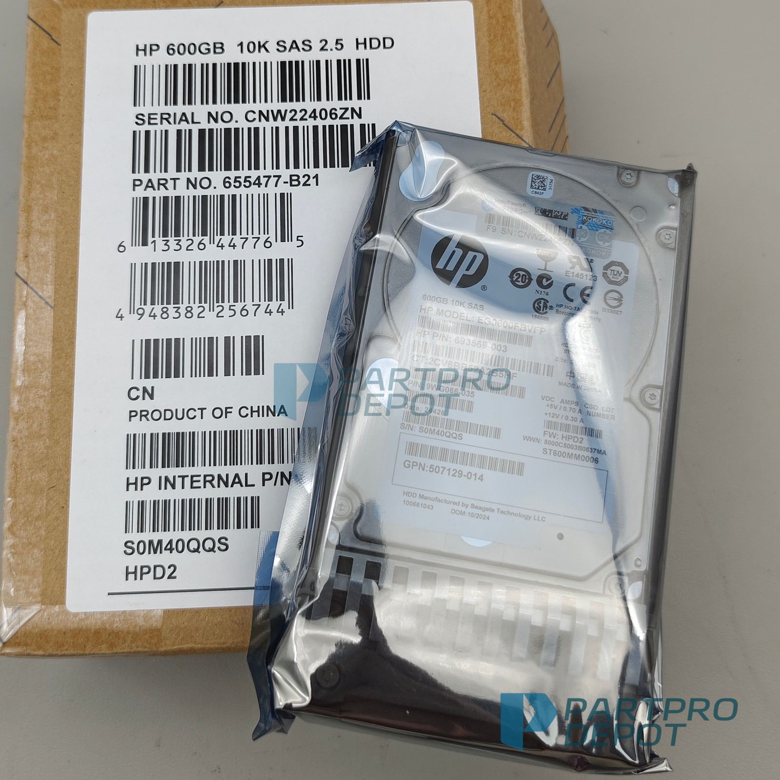 655477-B21 655573-001 HP 600GB 10K 6G SFF 2.5'' Sas Hdd for ML350 ML370 G6
