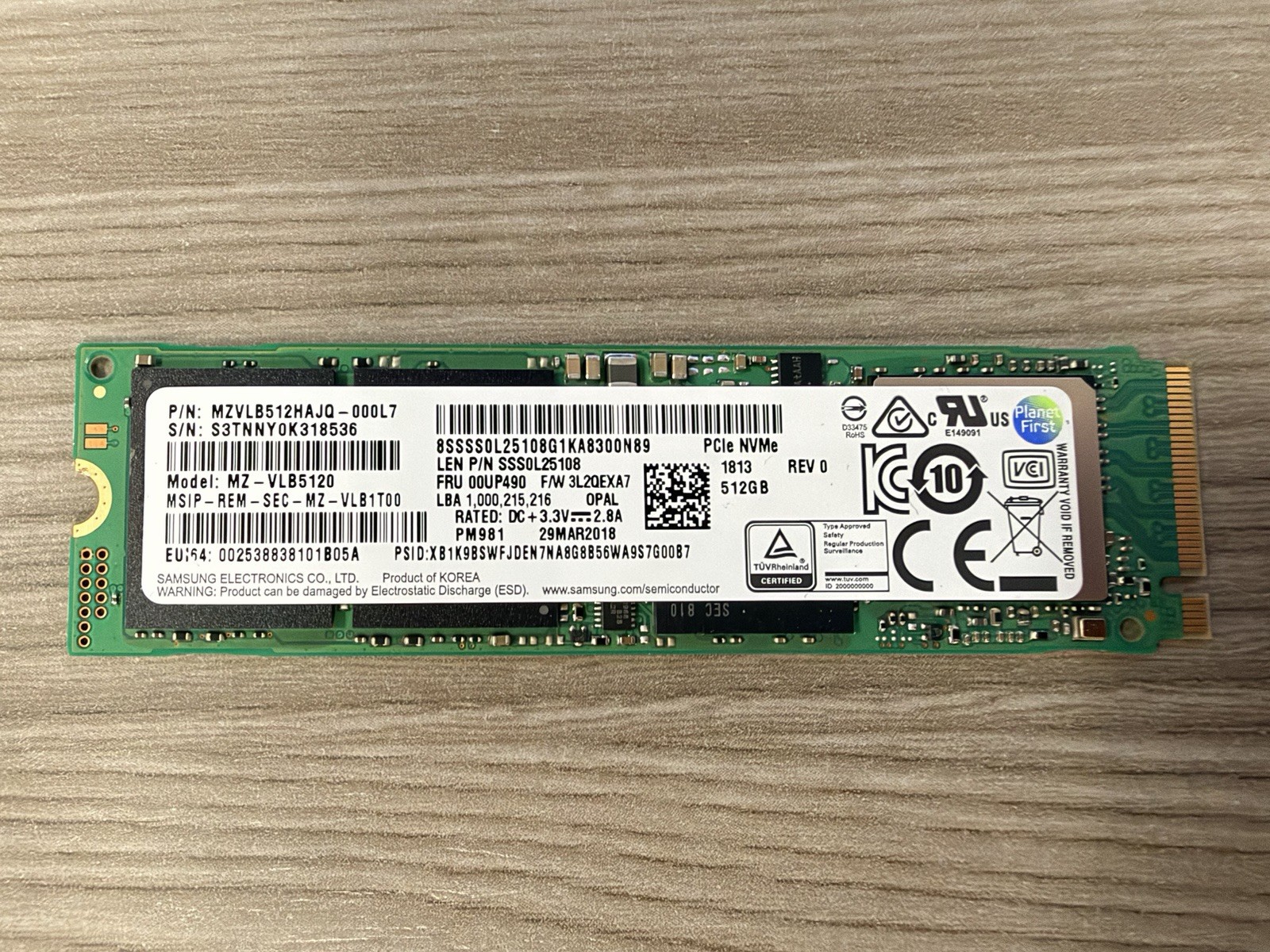 SAMSUNG 512GB PM981 MZ-VLB5120  SSD M.2 NVMe MZVLB512HAJQ-000L7 MZ-VLB1T00
