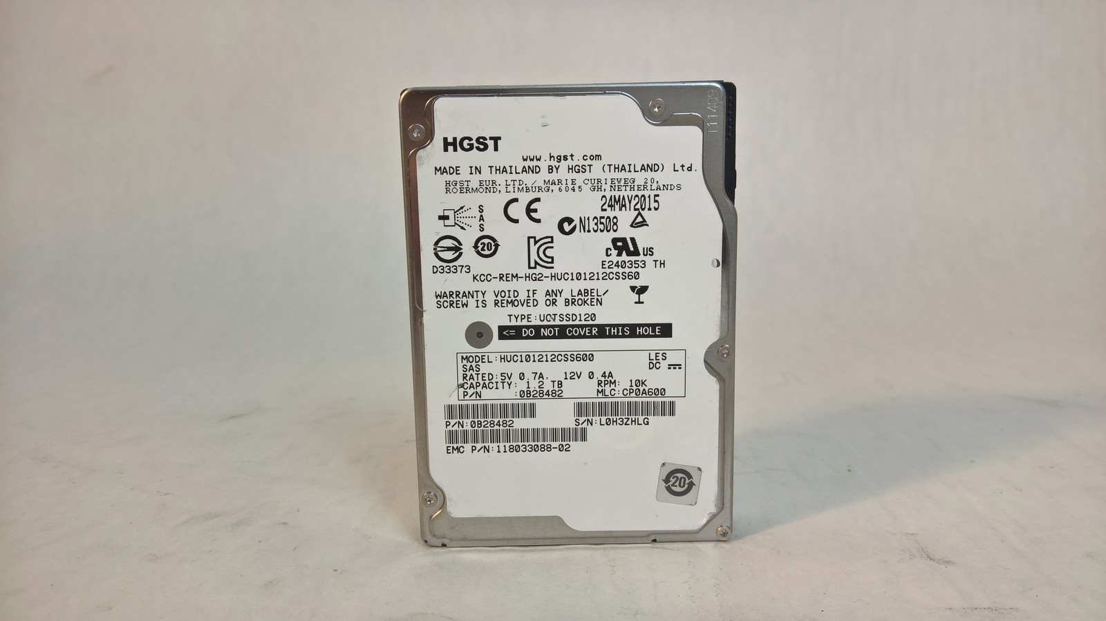 Lot of 5 HGST EMC HUC101212CSS600 1.2 TB SAS 2 2.5 in Enterprise Hard Drive