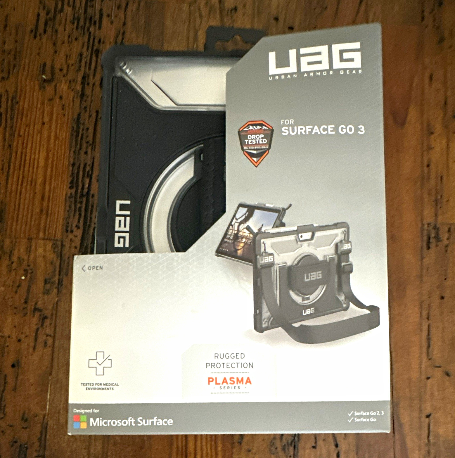 UAG Plasma Rugged Case for Microsoft Surface Go 3/2/Go Black/Silver Stand Strap