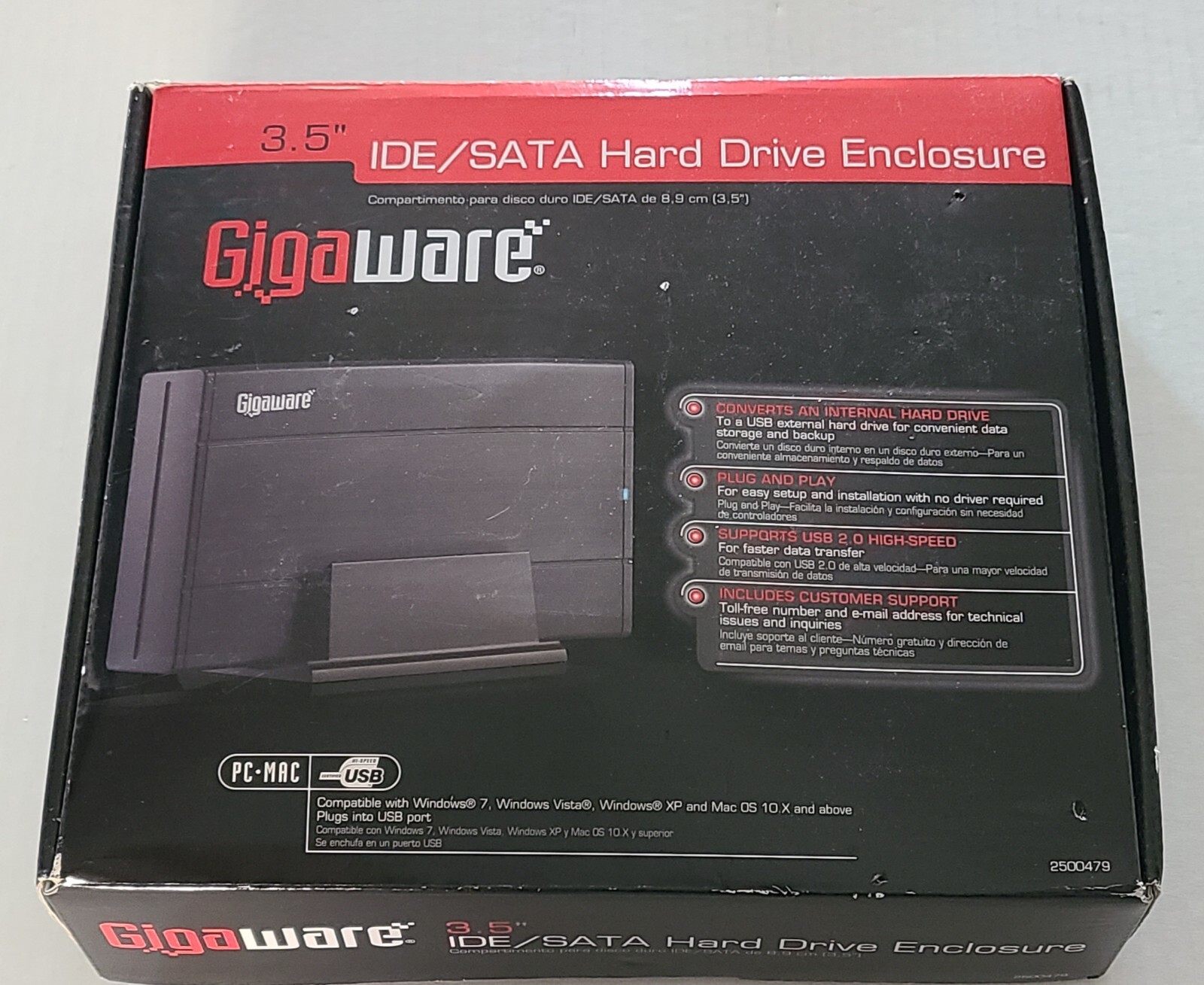 Gigaware 3.5 Hard-drive Enclosure- #2500479-Converts an internal hard drive- NEW