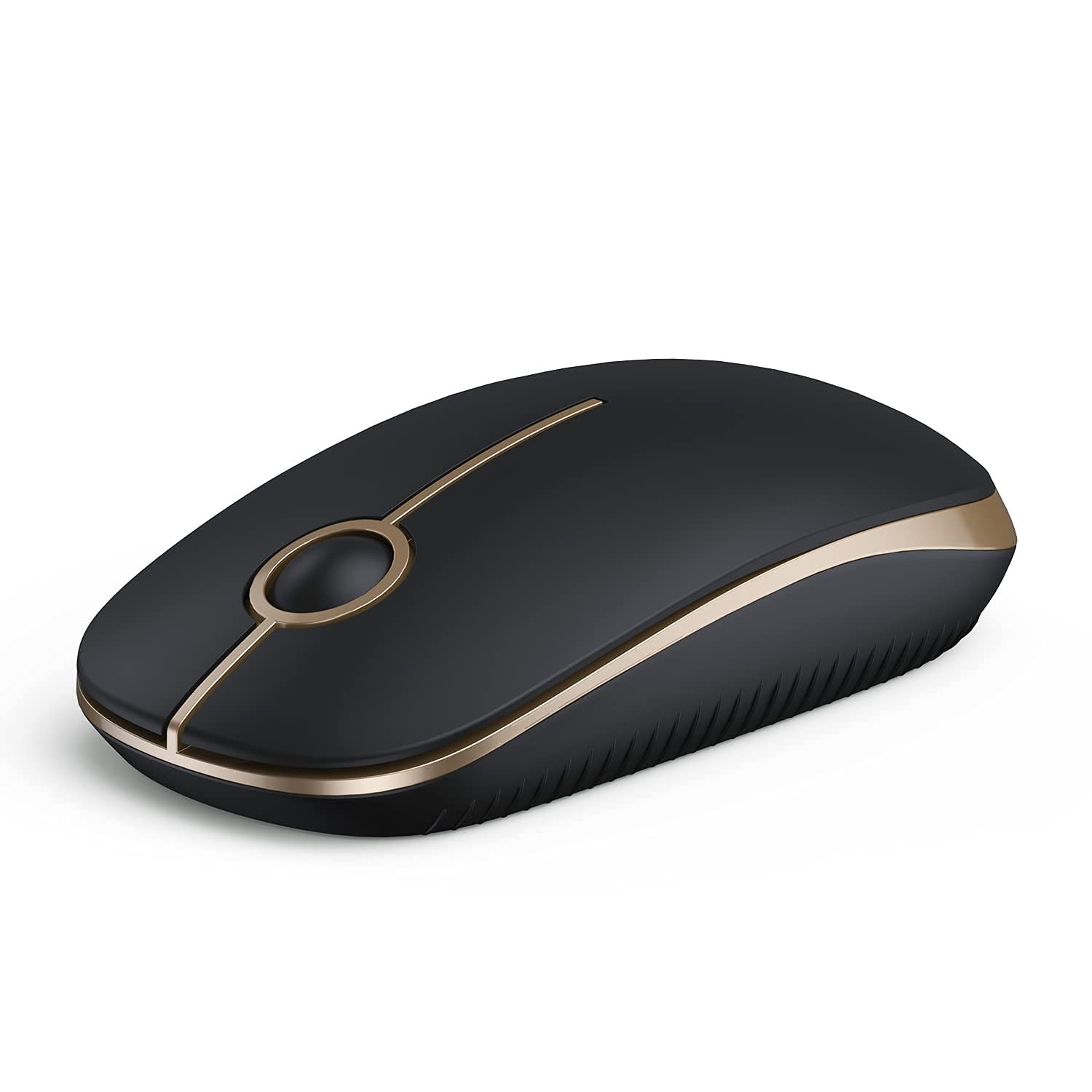 VssoPlor Wireless Mouse, 2.4G Slim Computer 4.7 x 2.6 inch, Black and Gold