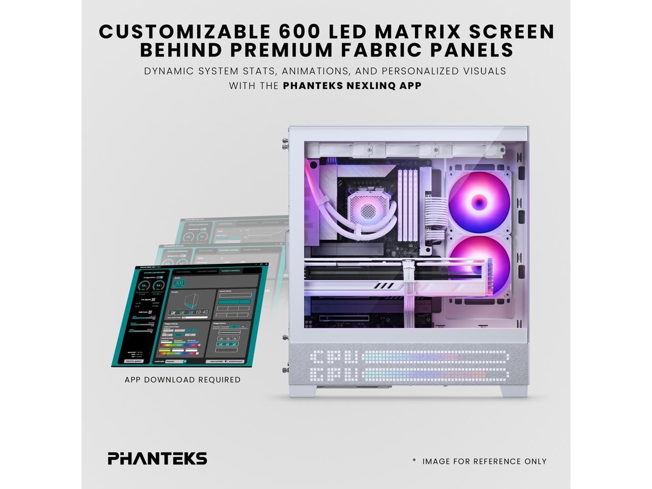 Phanteks XT View Matrix Mid-Tower ATX Gaming PC Case, 600-LED Matrix Display,