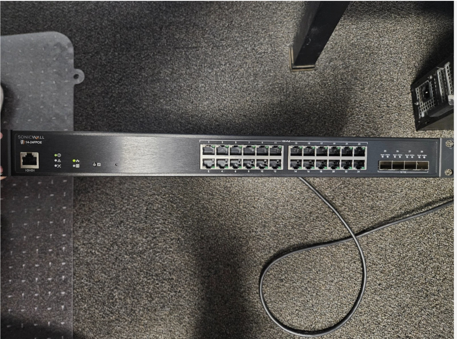 SonicWall SWS14-24FPOE 24-Port GB Managed Switch 4 SFP+ 10G Rack Ears Clean