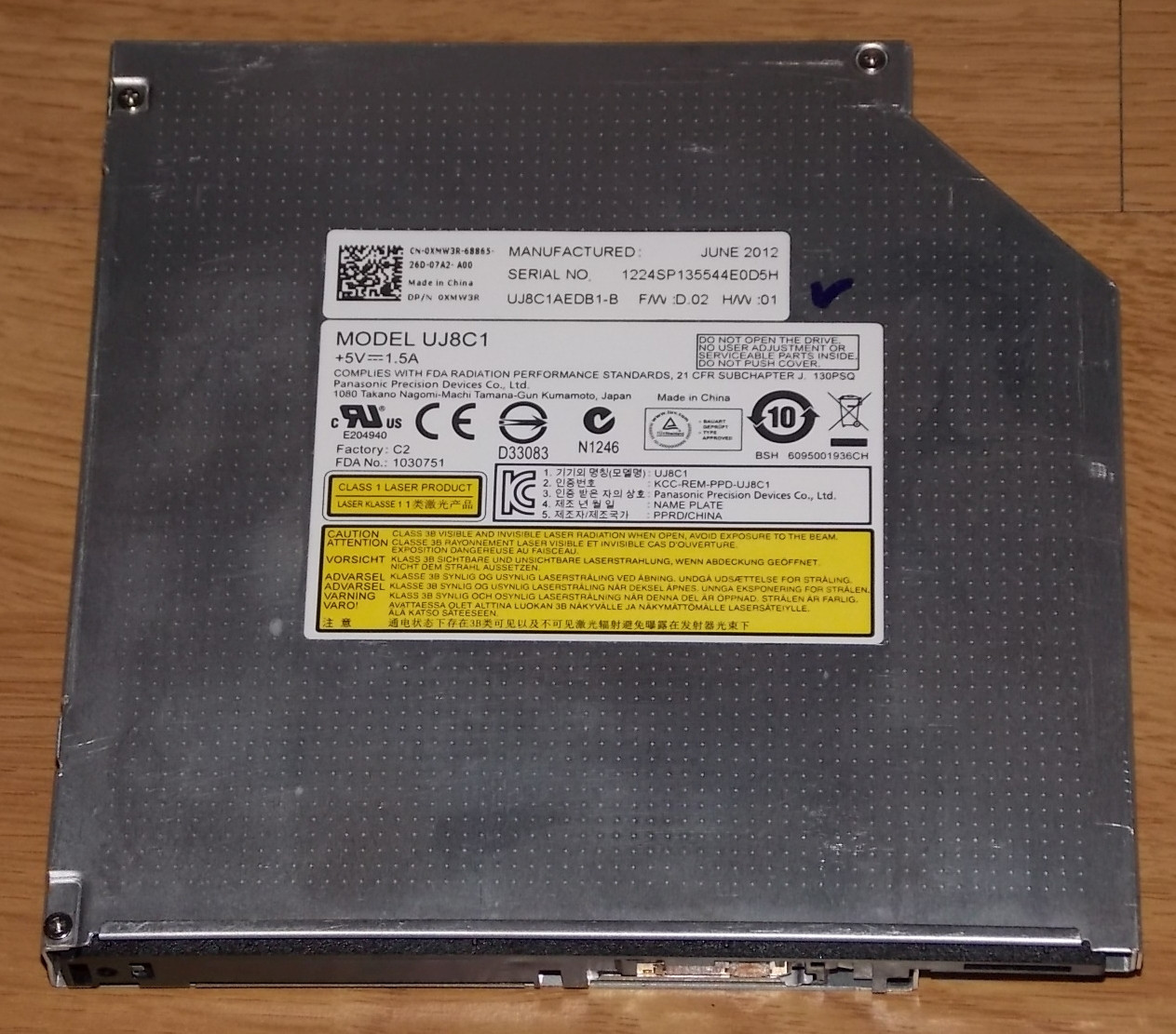 Panasonic SATA SLIM DVD Burner UJ8C1 8xDVD+/-RW DVD-RAM Burner SuperMulti DELL