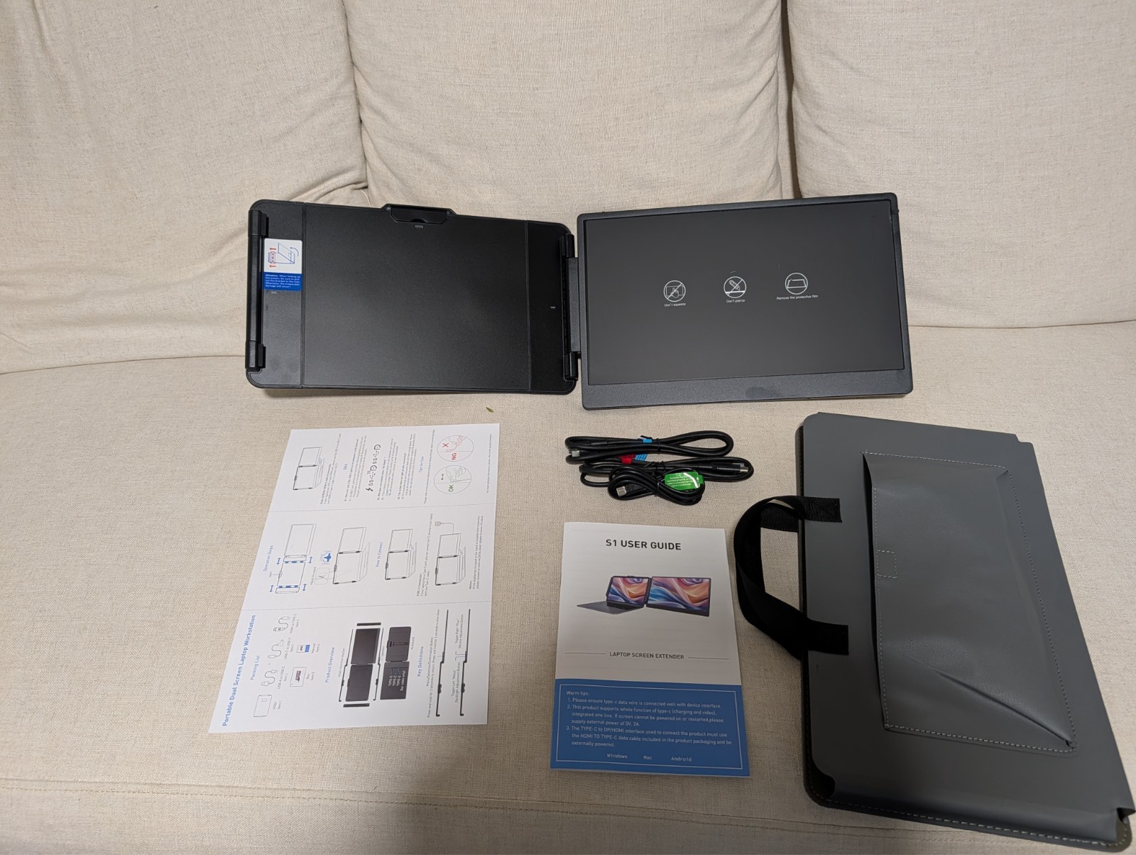 KEFEYA S1 14" Portable Laptop Monitor Screen Extender FHD 1080P IPS w/ Case Used