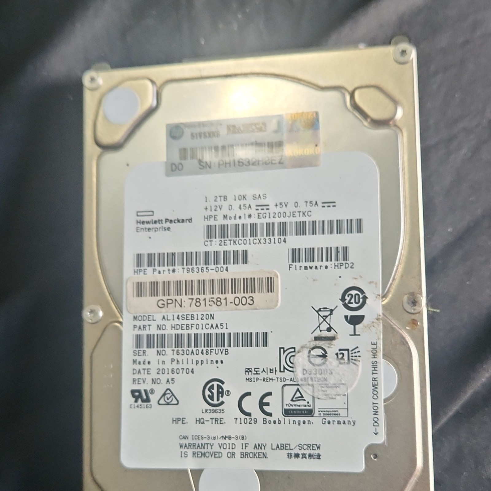 Hewlett Packard Enterprise 1.2TB 10K SAS 2.5"
