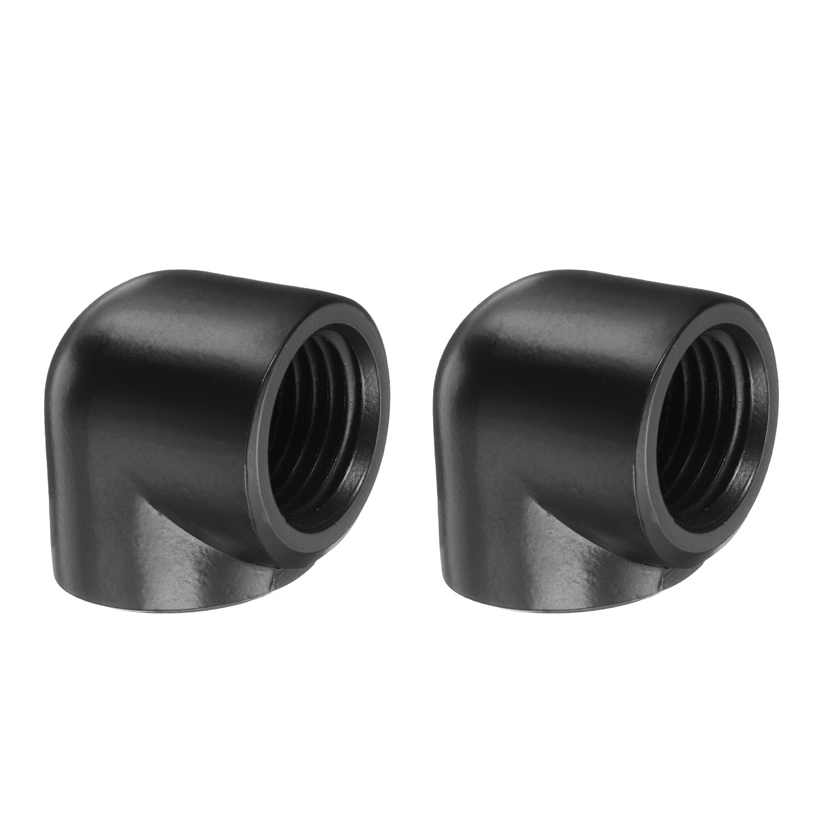 2pcs 90° Elbow G1/4" Thread Female to Female Extender Connector Fitting, Black
