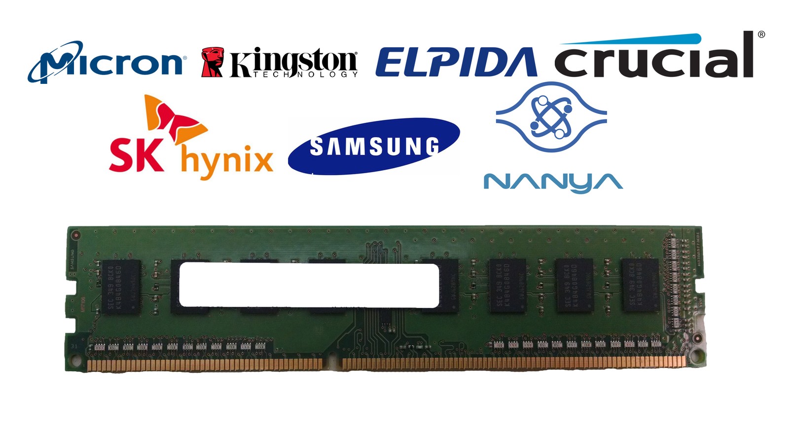 Lot of 10 Major Brand 4 GB PC3-12800 (DDR3-1600) 1Rx8 DDR3 Desktop Memory
