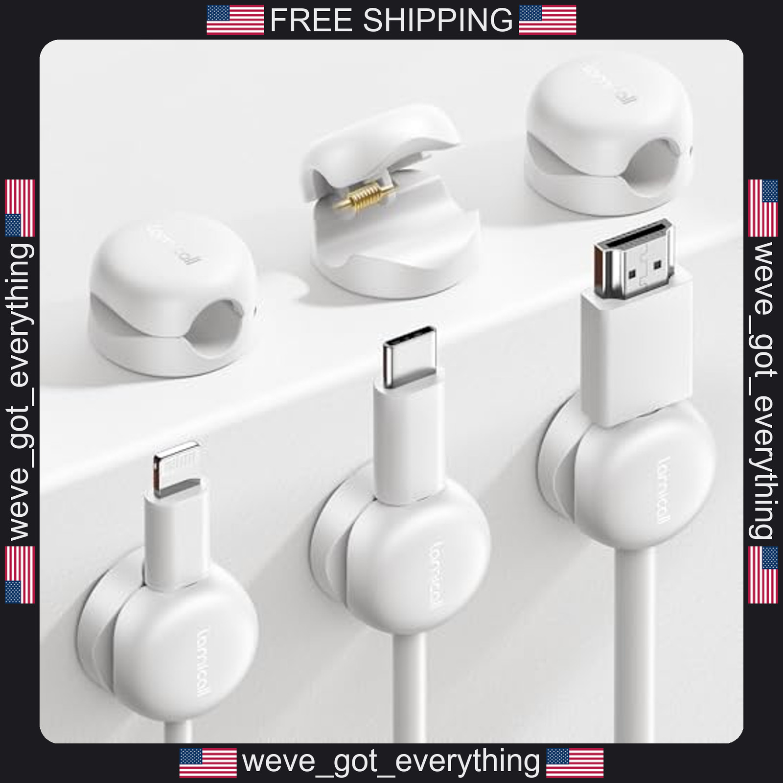 6 Pack Small Cable Organizers for Desk and Wall