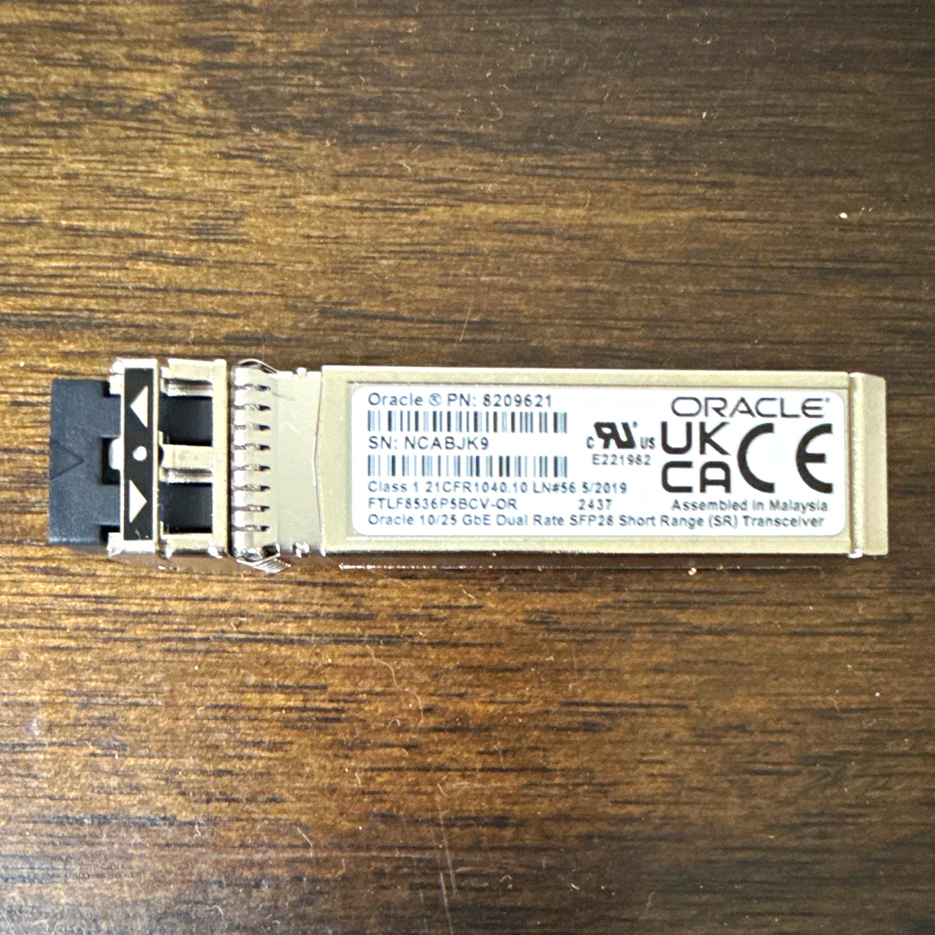 Oracle 10/25 GbE Dual Rate SFP28 Short Range (SR) optical