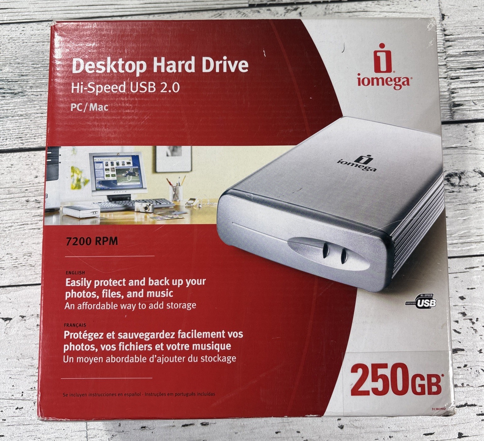 Hard Drive iomega Silver Desktop 250GB USB 20 35 External 33215 Open Box G1N