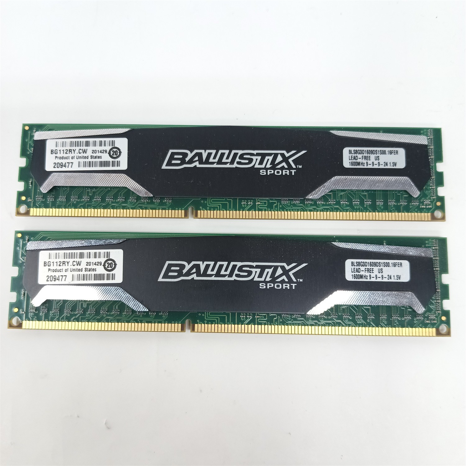 16GB Kit (8GBx2) Ballistix Sport 1600MHz DDR3 Desktop RAM BLS8G3D1609DS1S00.16FE