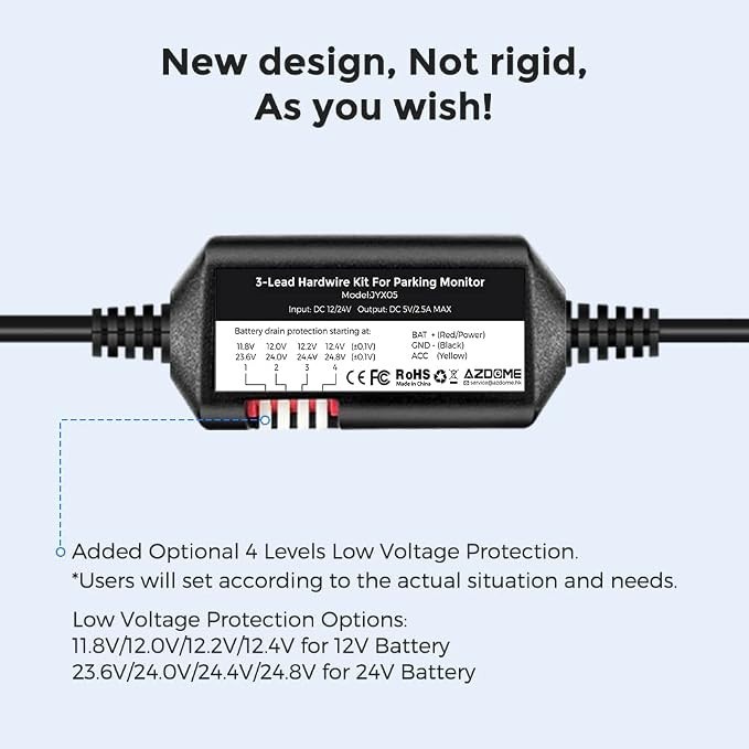3-Lead Acc Hardwire Kit Type-C USB Port, 12Ft